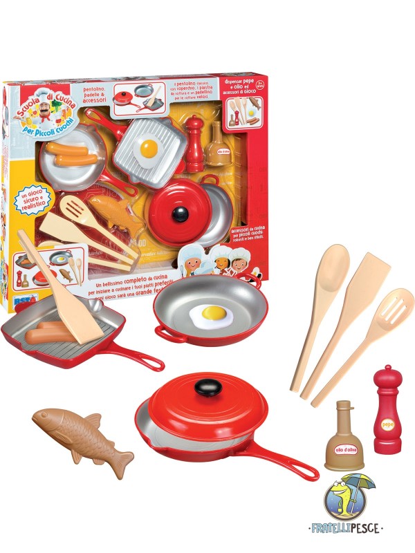 ad8b92bd6bd0ca77fac4797b5ef59162 Scuola di Cucina Piccoli Cuochi set Padella e Pentolino - immagine 1
