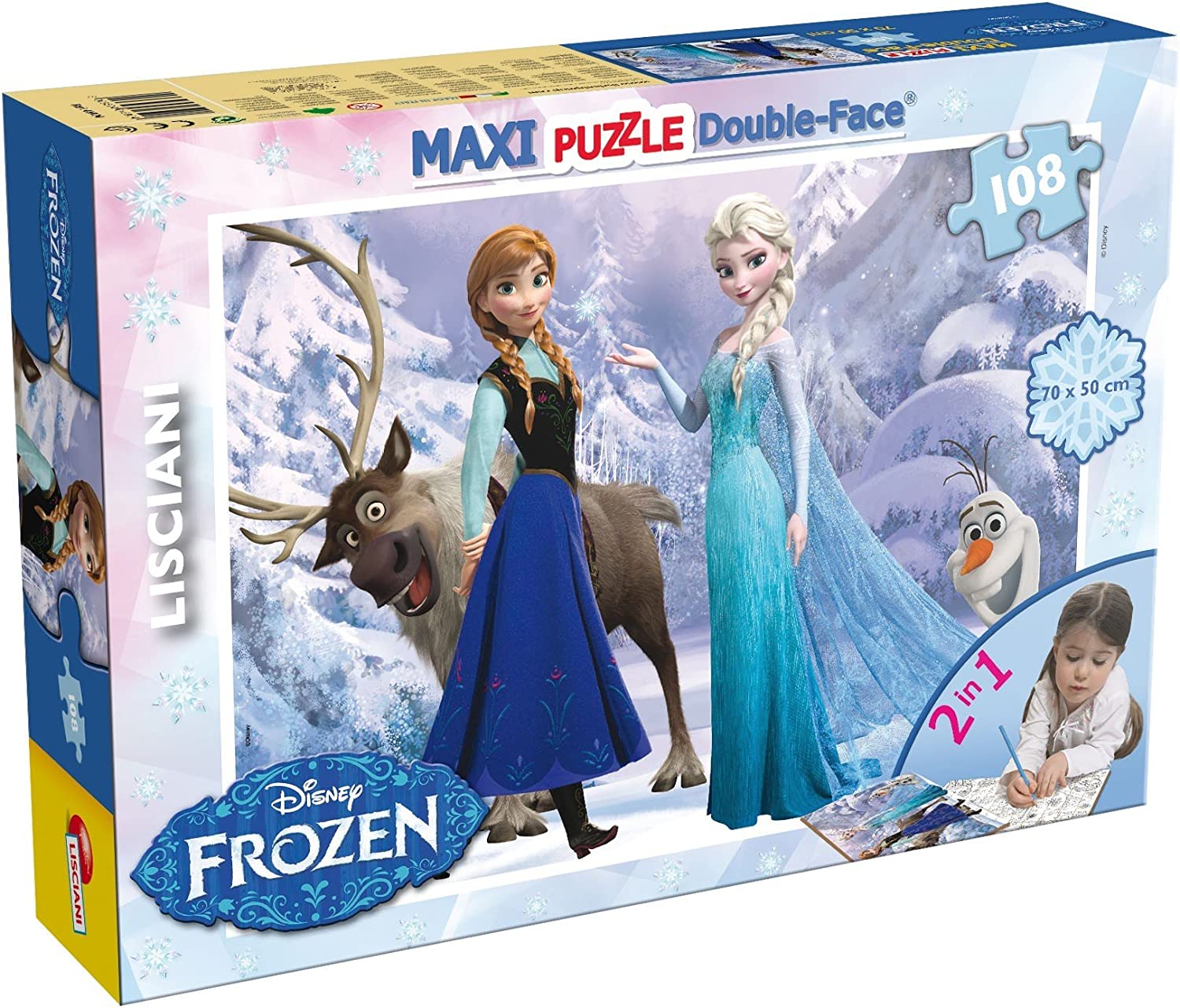 baaebc72e738c25059520a5dae6fe20a Puzzle Lisciani Double Face MAXI 108 PZ. Frozen Elsa e Anna - immagine 1