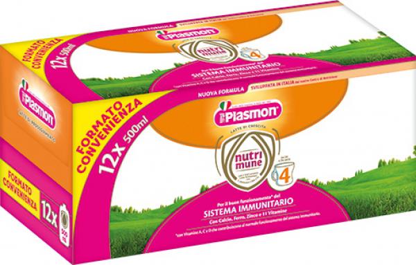 bbdd53802dd9b7bfed1799c6da8af5b6 Plasmon Latte 4 Liquido ml.500 Pack 12 pz - immagine 1