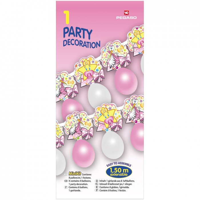 bd42552d33ed0770e5a6c4df11ce1706 Pegaso Mini Kit Festone con Palloncini Girl Cicogne - immagine 1
