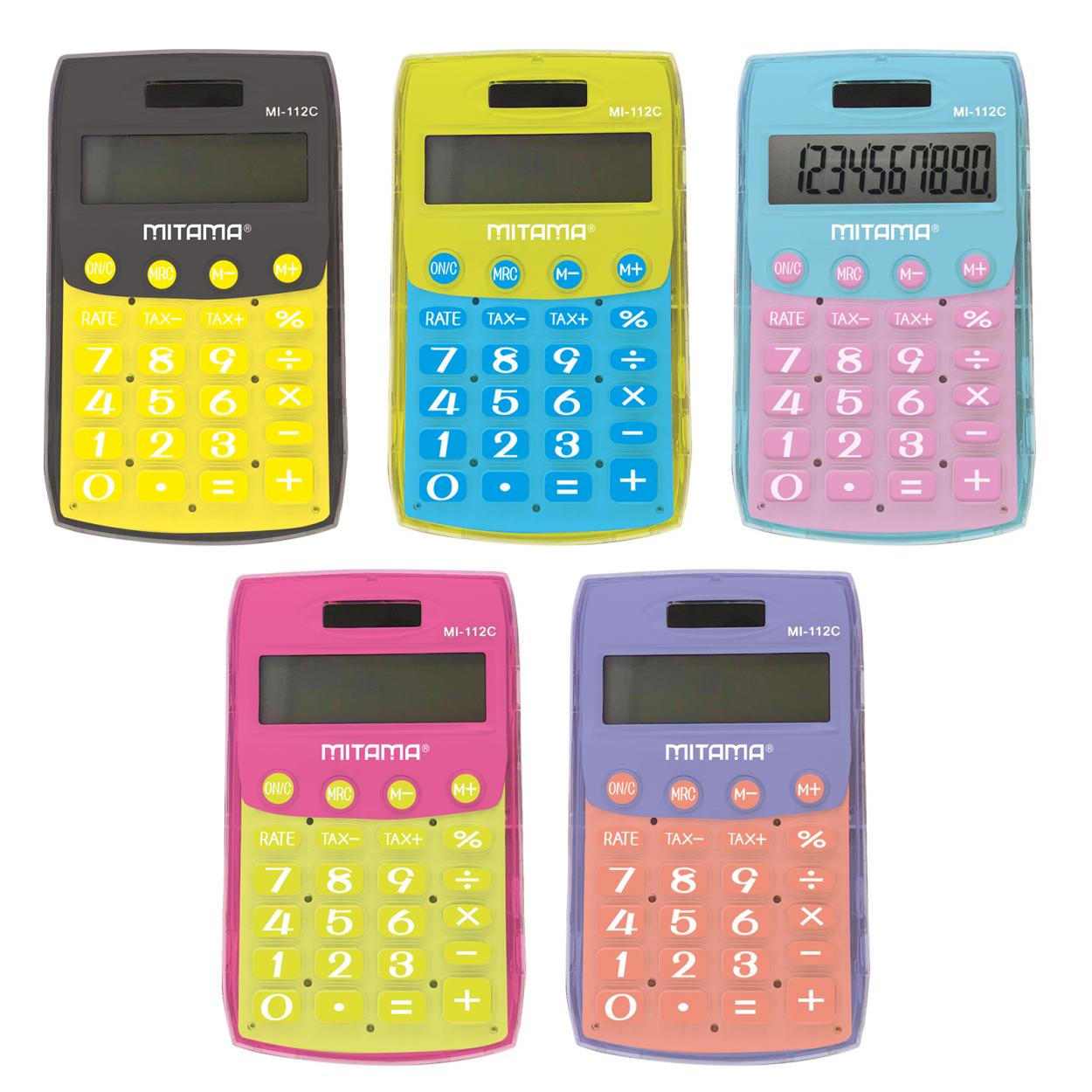 c015aecab761a04ba1630f730a1421c7 Mitama Calcolatrice Pocket Trendy 11x7 10 Cifre Dual Power Ass - immagine 1