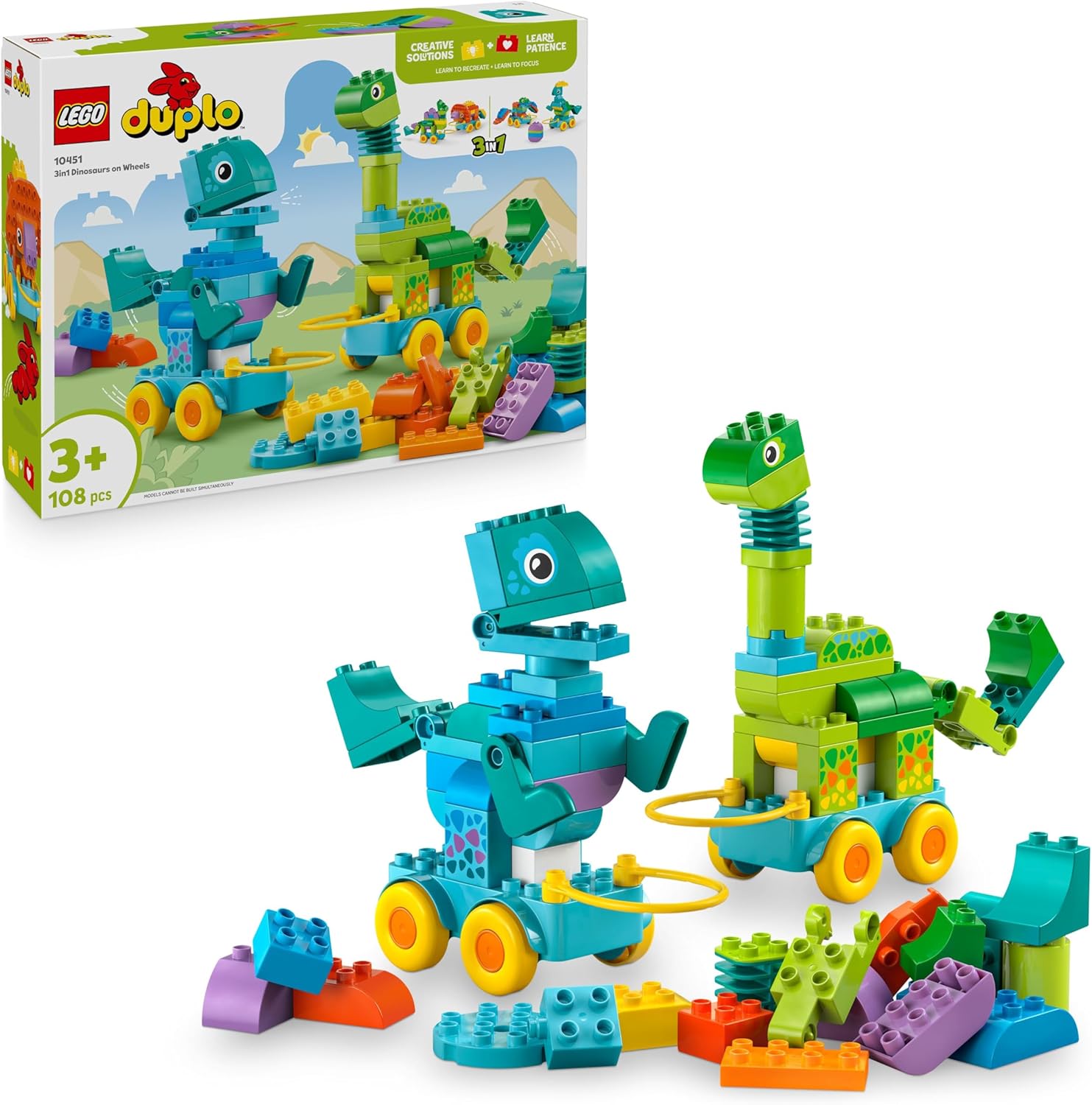 c4cc3323ba3a15fbed2eb79379db969e Lego DUPLO Town Dinosauri su ruote 3 in 1 - immagine 1