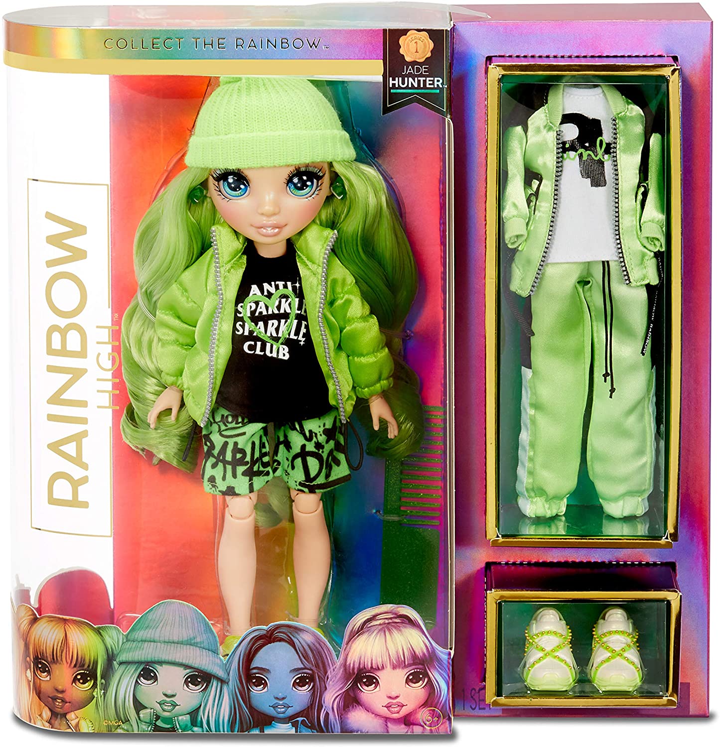 c56c43cbd4212eee619d87bf07b5b1de Rainbow High Jade Hunter Fashion Doll - immagine 1