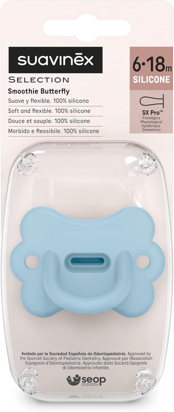 c87e296285c13469bc3a9a78c6577a47 SUAVINEX C.ESS SUCC SIL SXPRO BUTTERFLY 6/18M BLUE - immagine 1