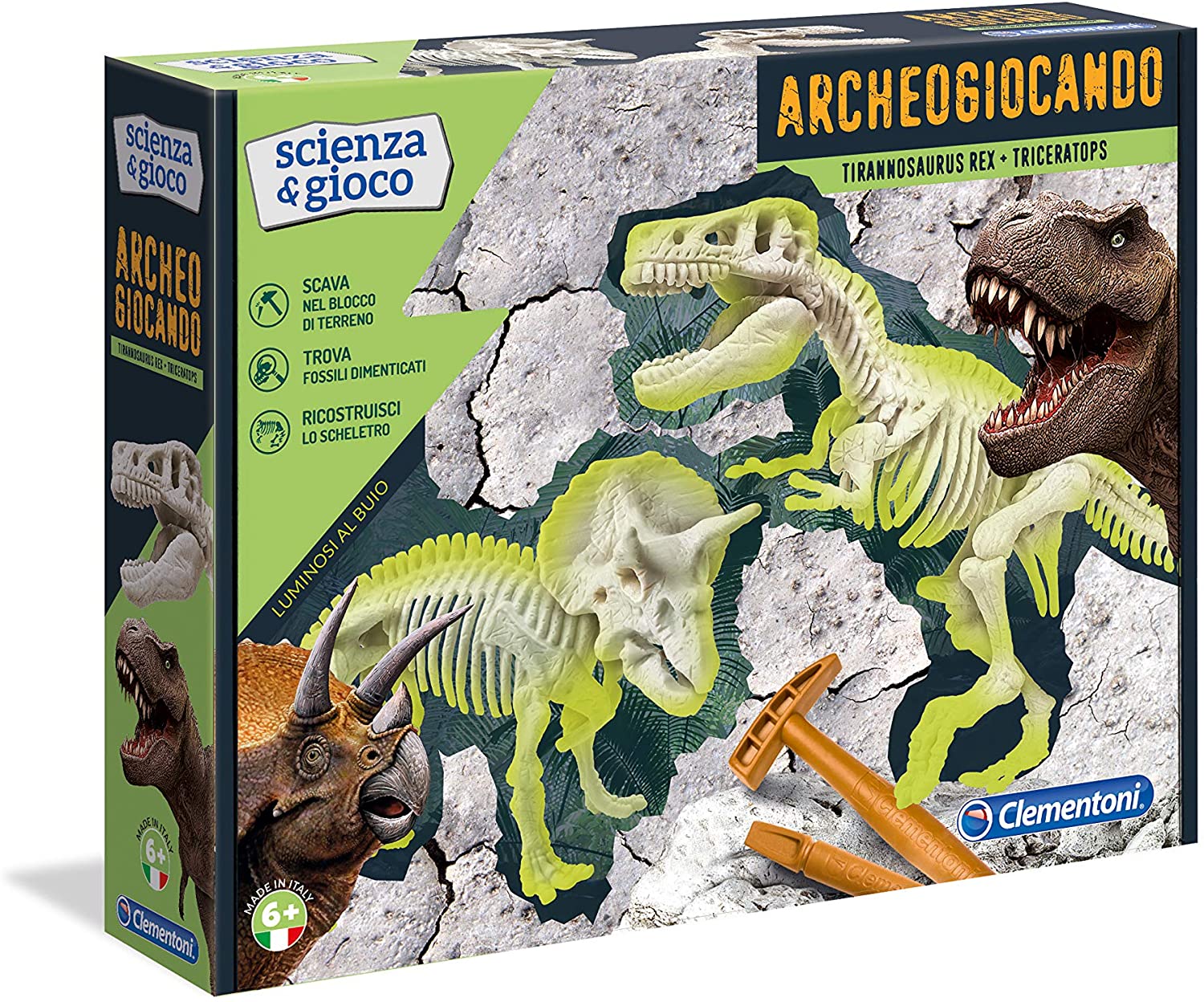 c88d7923dfdfe8abfa6c52908114a531 Clementoni Archeogiocando - T-rex & Triceratopo - immagine 1