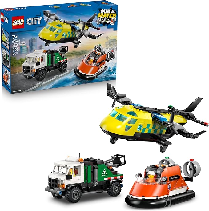 cd8676f33f81f368336cd34b70ee7157 Lego City Great Vehicles Remix aereo, camion di servizio e hovercraft - immagine 1