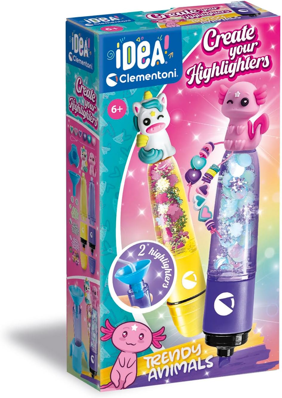 d57fc9a6cdf2421e3a853277230bb63c Clementoni Idea - Crea il tuo Evidenziatore - Lab Trendy Animals - immagine 1