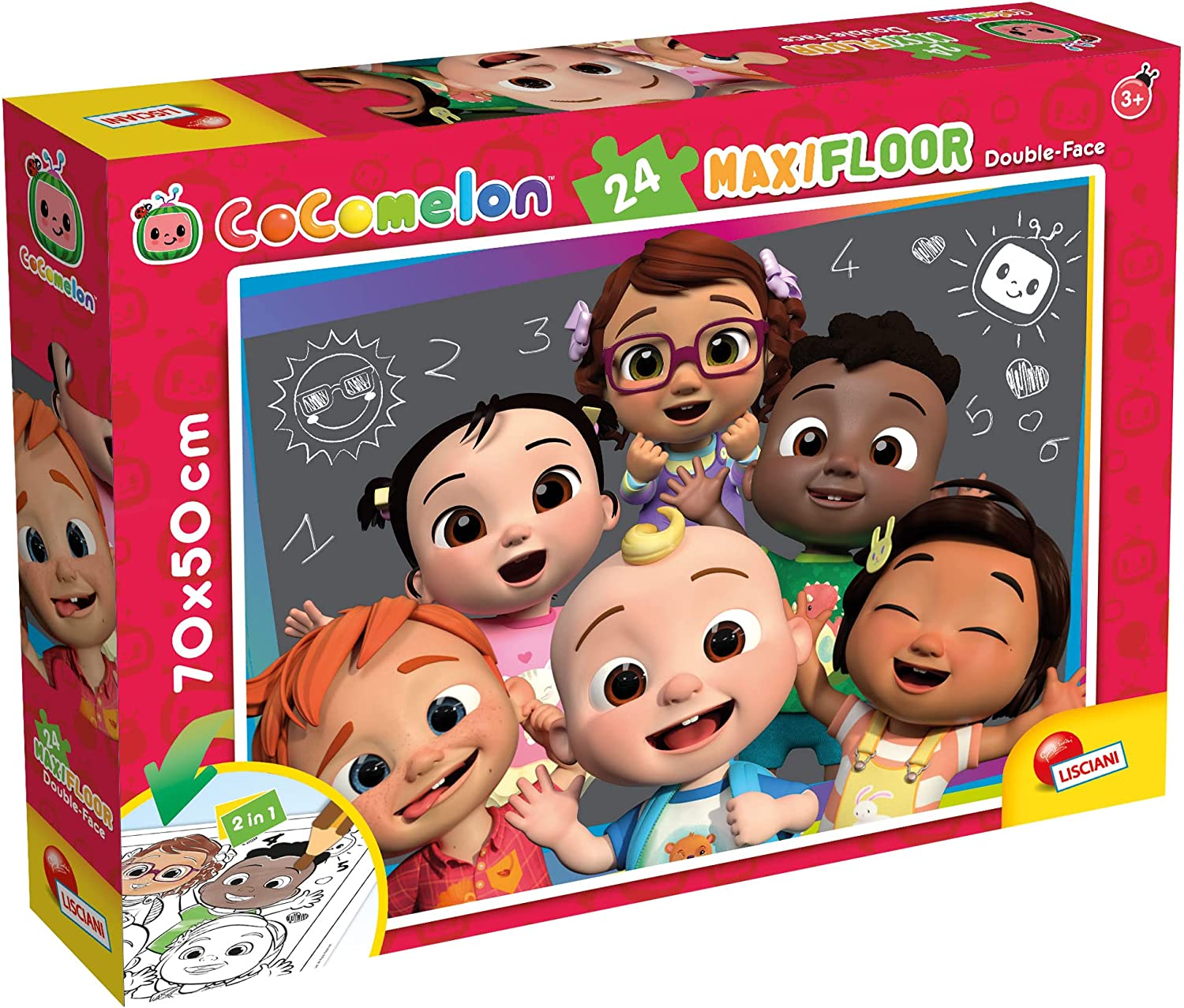 db62e3cc6965946feee02e90501acbee Puzzle Lisciani Double Face MAXI 24 pz Cocomelon Let's Learn Together - immagine 1