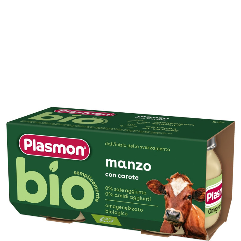 e01a97e205bf308f411a2b7795d9ffd9 Plasmon Bio Omogeneizzato Manzo gr.80x2 - immagine 1