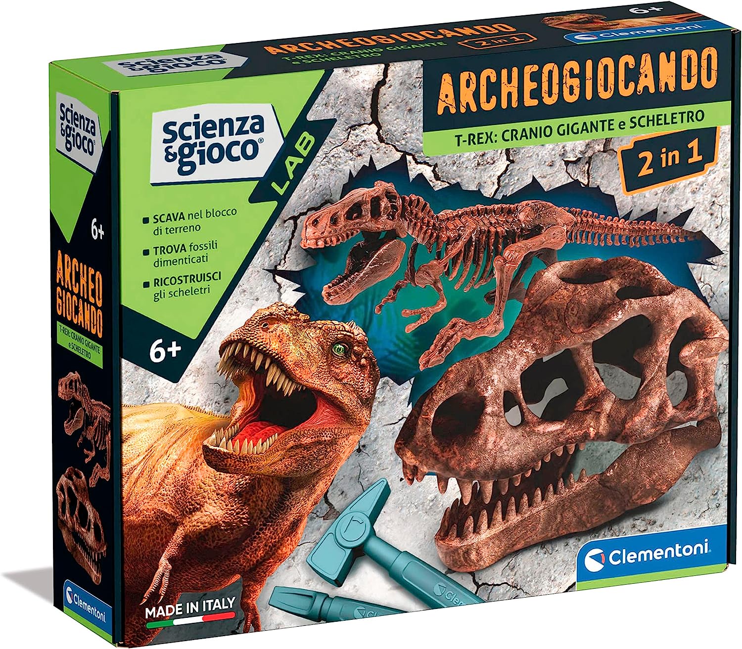 e171dba03db4ad3c0f8b15d711d1a517 Clementoni Archeogiocando Cranio Gigante T-Rex - immagine 1