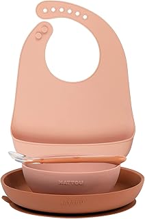 eb3e08ced2a6f4956b32a84aae2605f2 Nattou Set Pappa 4 pz. Rosa con Bavaglino - immagine 1