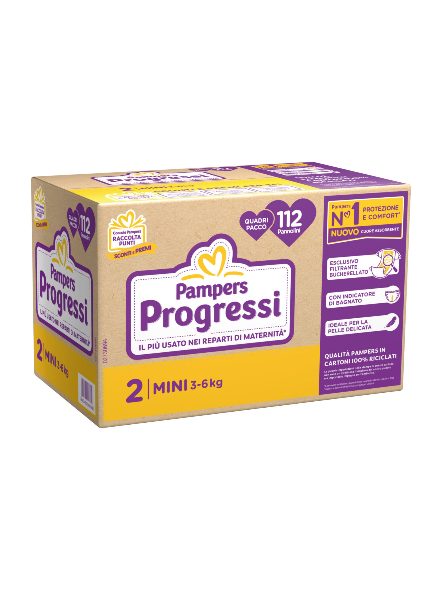 ef2677f72c4ea4462298b36bb186c300 Pampers Quadri Progressi Mini 112 pz New - immagine 1