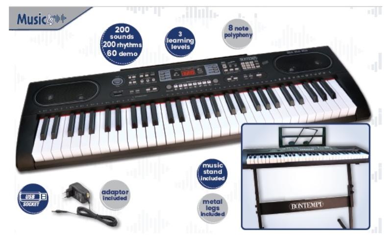 f49aaafd6110d90d6700c6bab371e830 Bontempi Tastiera Digitale 61 Tasti con Gambe e USB - immagine 1