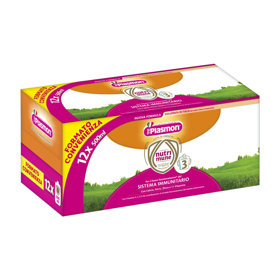 f53a64cf5c104d4621101819f6b53b0a Plasmon Latte 3 Liquido ml.500 Pack 12 pz - immagine 1