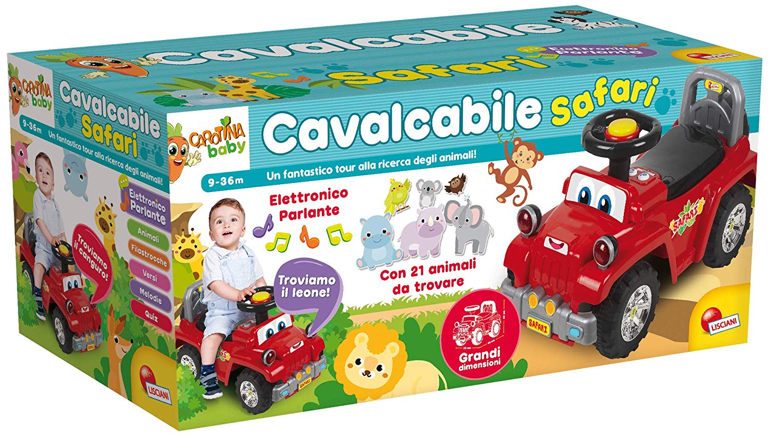 f5808abf3e07ffd9cc0dbadbaf5c805d Carotina Baby Cavalcabile Safari Amici Animali - immagine 1
