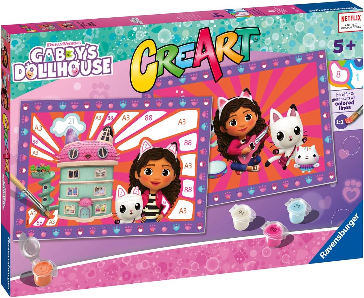f6485808b6e89ccd9293f45f2aaca7a8 Ravensburger CreArt Serie Junior: 2 x Gabby's Dollhouse - immagine 1