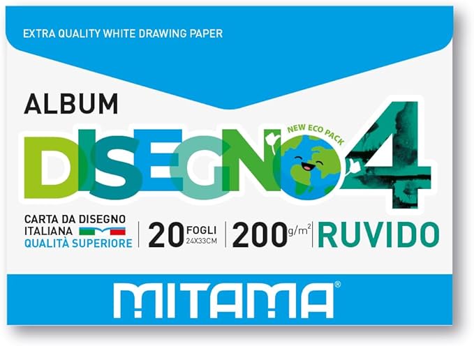 f790718e3bc338488523be22d0b582c5 ALBUM DISEGNO ECOBUSTA,RUVIDO 20 FG. 24X33 200 GR. MITAMA - immagine 1