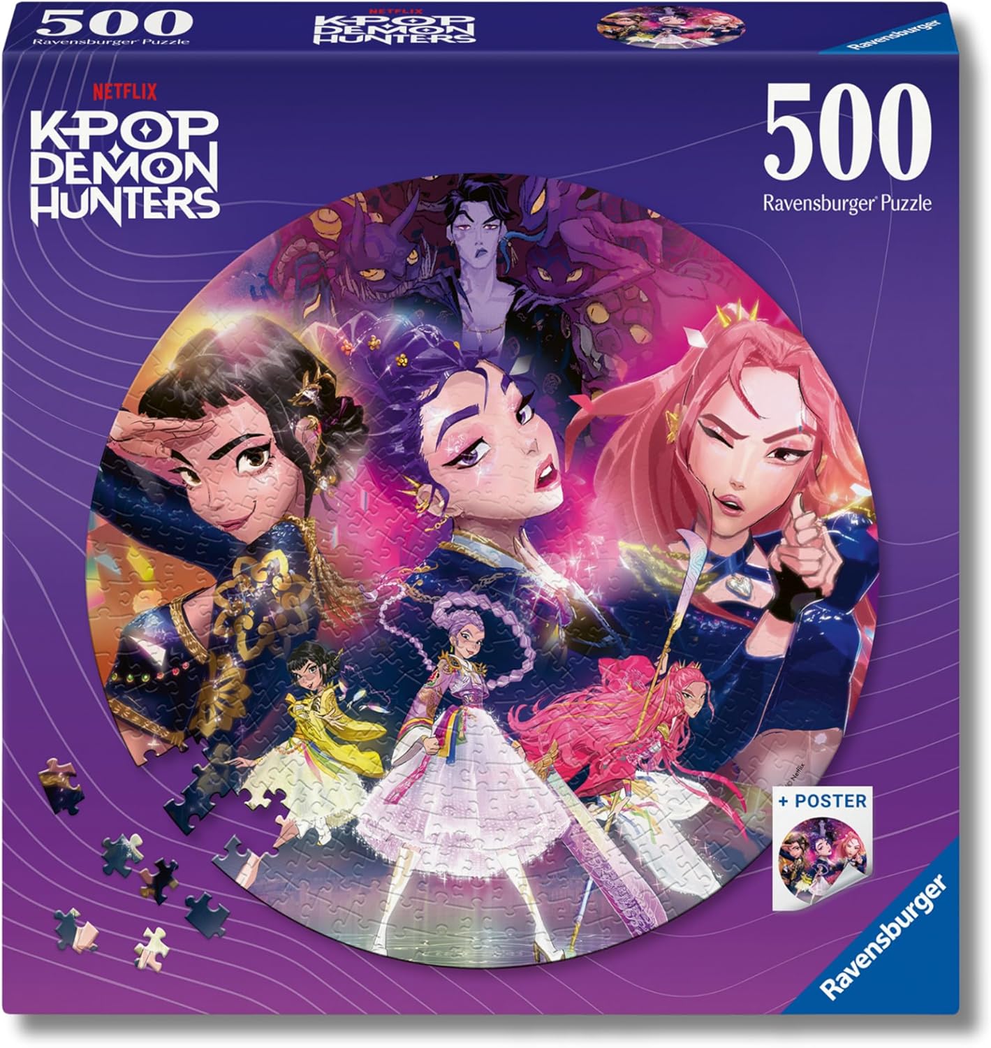 5872e6932d893106ef07320a1db62472 Ravensburger Puzzle 500 pz. Round K-Pop Demon Hunters - immagine 1