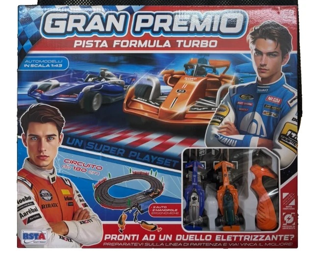 2de529bfebfb282d25025bbe692022b9 Rstoys Pista Gran Premio Formula Turbo 2 Auto - immagine 1