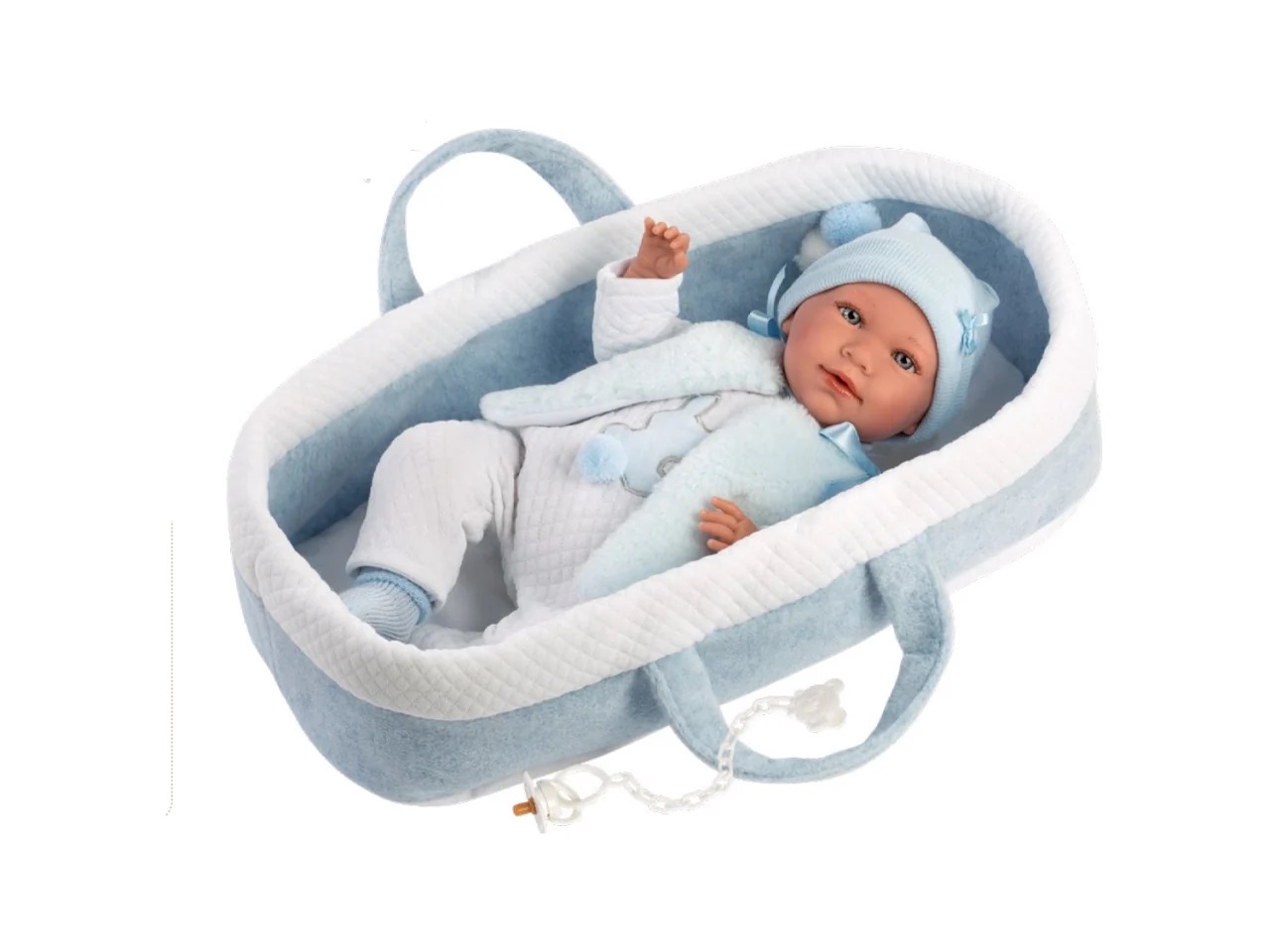 9361ecf4b28b14debfea6cce90a69318 Llorens Reborn Morbido Mimì 42cm Culla Azzurra - immagine 1