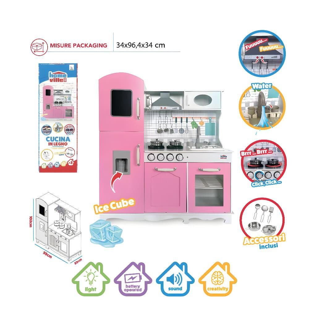 e2c7df77afc1f2624af593942ac64e3d Home ville cucina in legno con acqua luci suoni + accessori Rosa - immagine 1